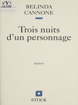 cover image of Trois nuits d'un personnage